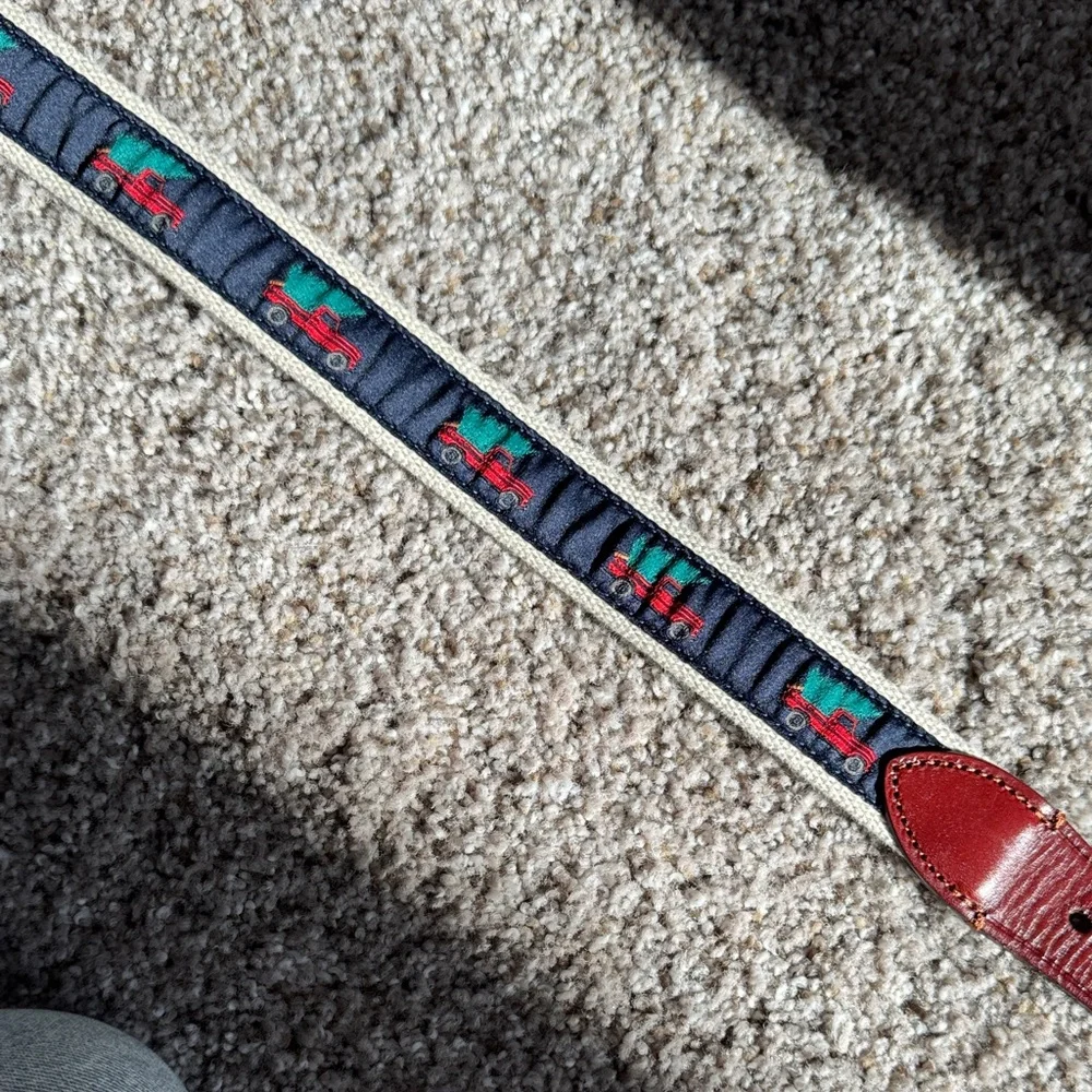 Crewcuts Kids Belt Cream with Red & Green Truck Design
